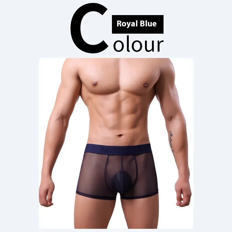 Men's thin breathable boxer shorts in solid colours with quick-drying polyester fabric