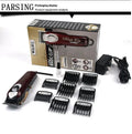 Charging hair clipper with stainless steel cutter head and three international plug adapters