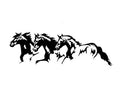 Black, white, red, and blue versions of a 25x8cm steed horse auto decal for vehicles.
