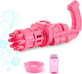 Kids plastic bubble gun toy machine in pink gold or black with 2-in-1 fan function and battery power