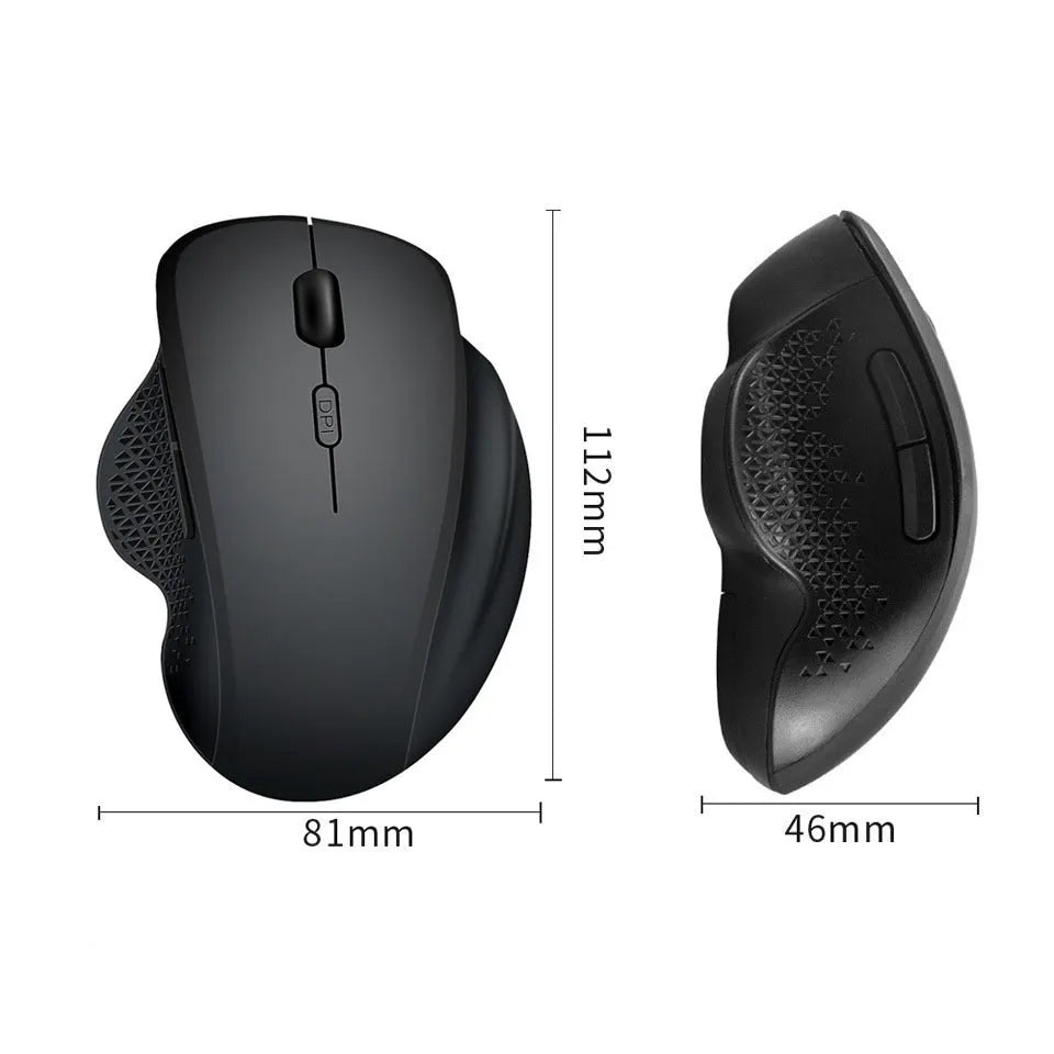 Grey and black self-charging wireless optical mouse for laptops with USB charging cable