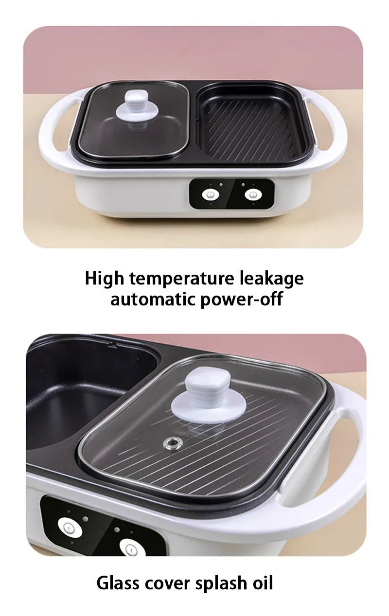 White or green dual-use electric caldron frying oven appliance with mechanical controls