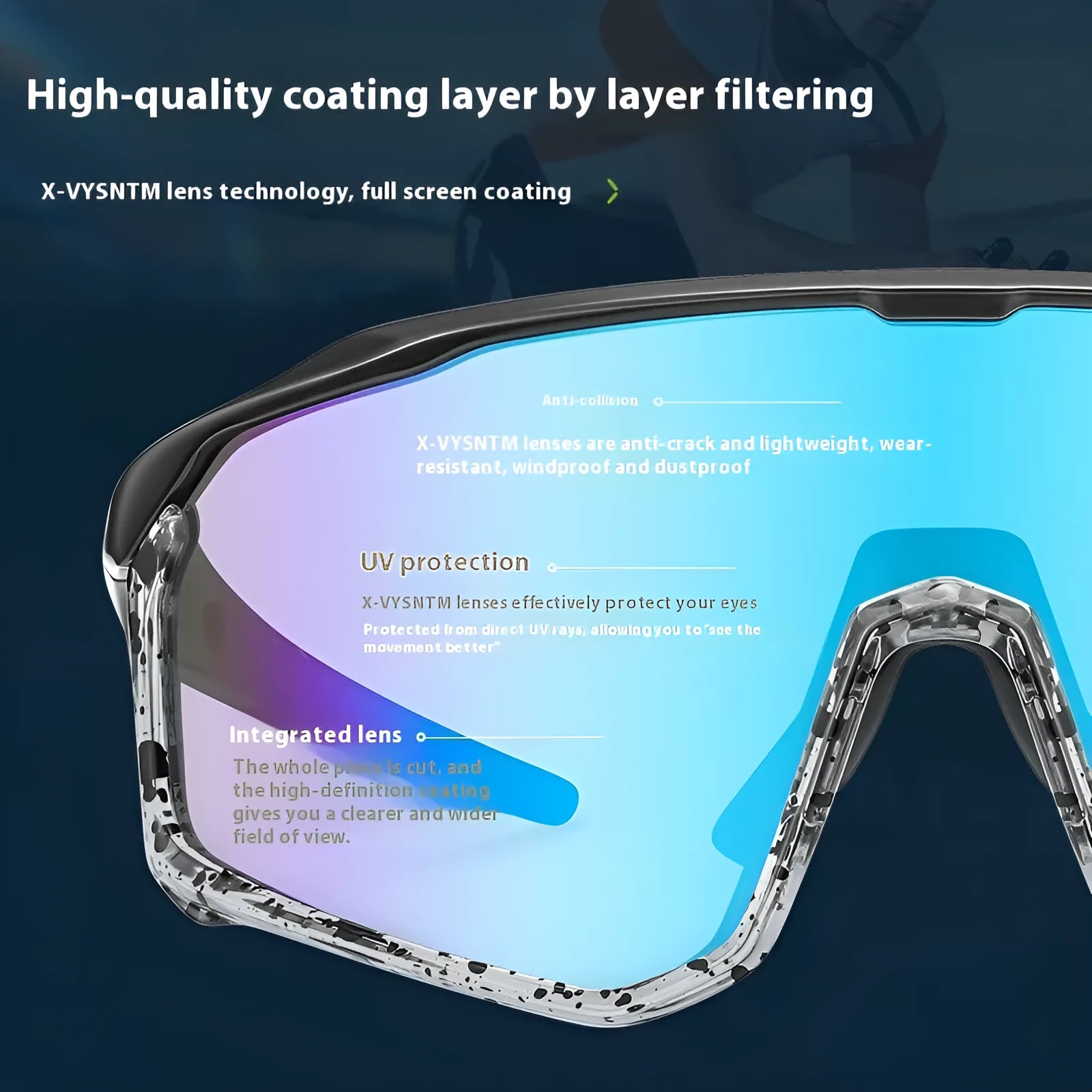 Colourful mountaineering goggles with full-frame construction and UV protection lenses for climbing and hiking