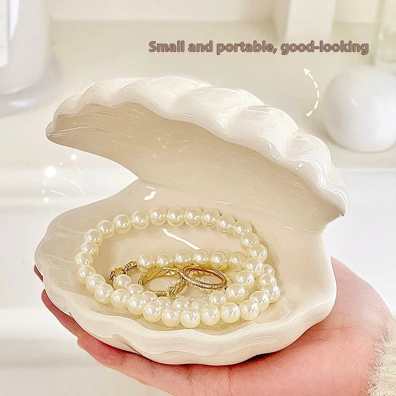 White porcelain decorative tray with storage compartment and optional small night light in pink or yellow colour