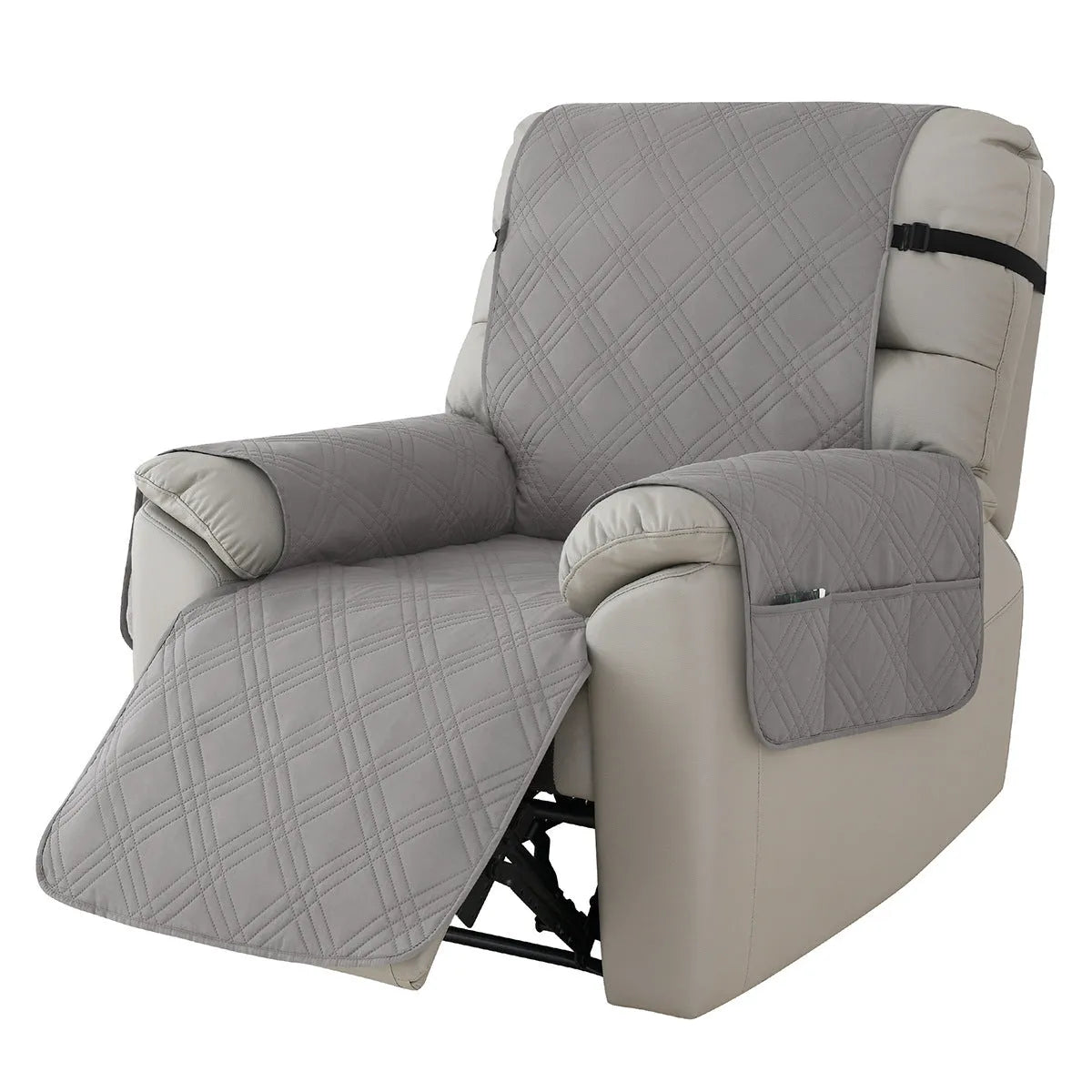 Quilted waterproof sofa cover for a Chivas massage chair cushion in a small single size, shown in navy blue.