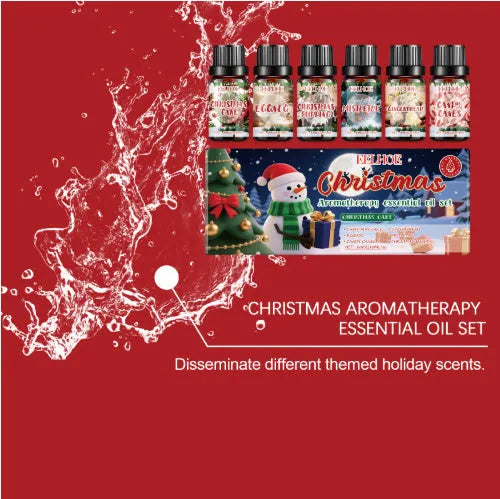Christmas aromatherapy oil set with six 60ml bottles for home diffusers