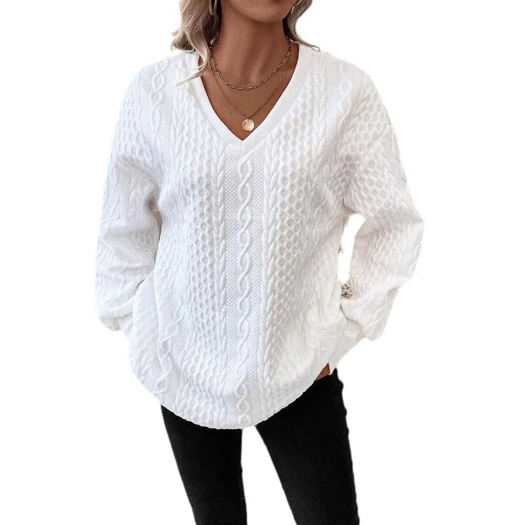 Milky white loose fit men's T-shirt with 3D pattern detail and regular long sleeves