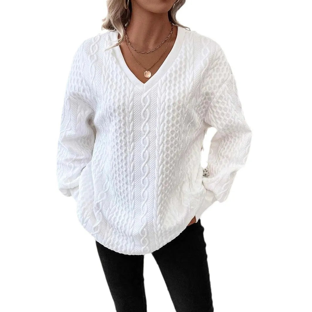 Milky white loose fit men's T-shirt with 3D pattern detail and regular long sleeves