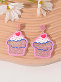 Pastoral style fruit shaped acrylic earrings for women with cherry, strawberry, watermelon designs