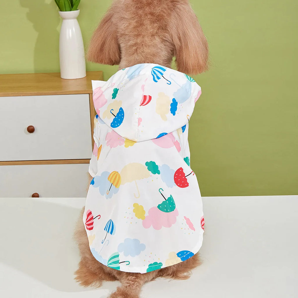Cartoon umbrella pattern pet raincoat in colourful design for dogs and cats