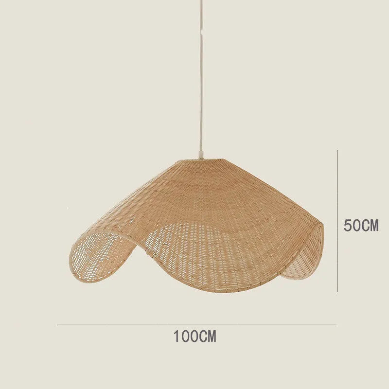 Handmade woven rattan chandelier pendant light with bamboo and willow lampshade