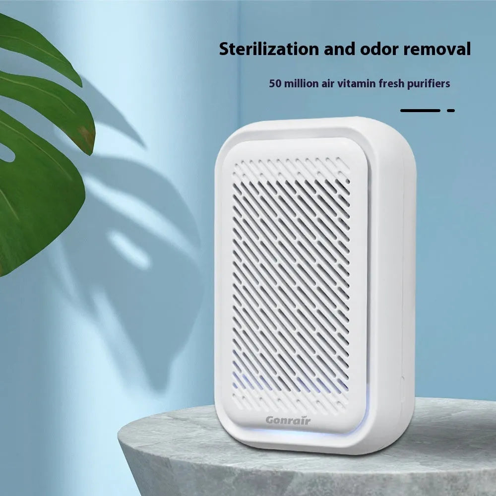 White wall-mounted air purifier unit with filter screen for rooms up to 10 square metres