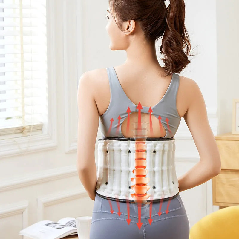 Automatic inflation lumbar support waist belt for back pain relief with adjustable medical strap