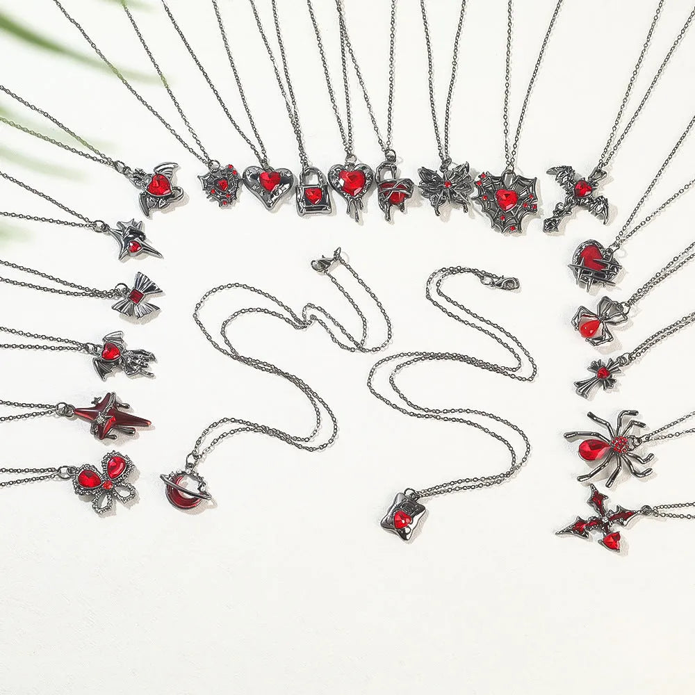 Halloween spider bat necklace with electroplated zinc alloy pendant on regular chain