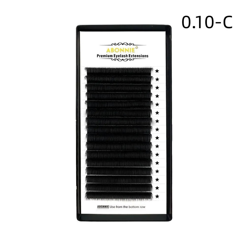 False eyelashes with 16-row dense mink hair clusters on a matte band, shown in various lengths from 8mm to 18mm.