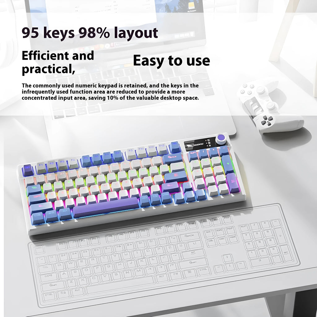 SK15 wired mechanical keyboard with central control knob in black, orange, or blue colour options