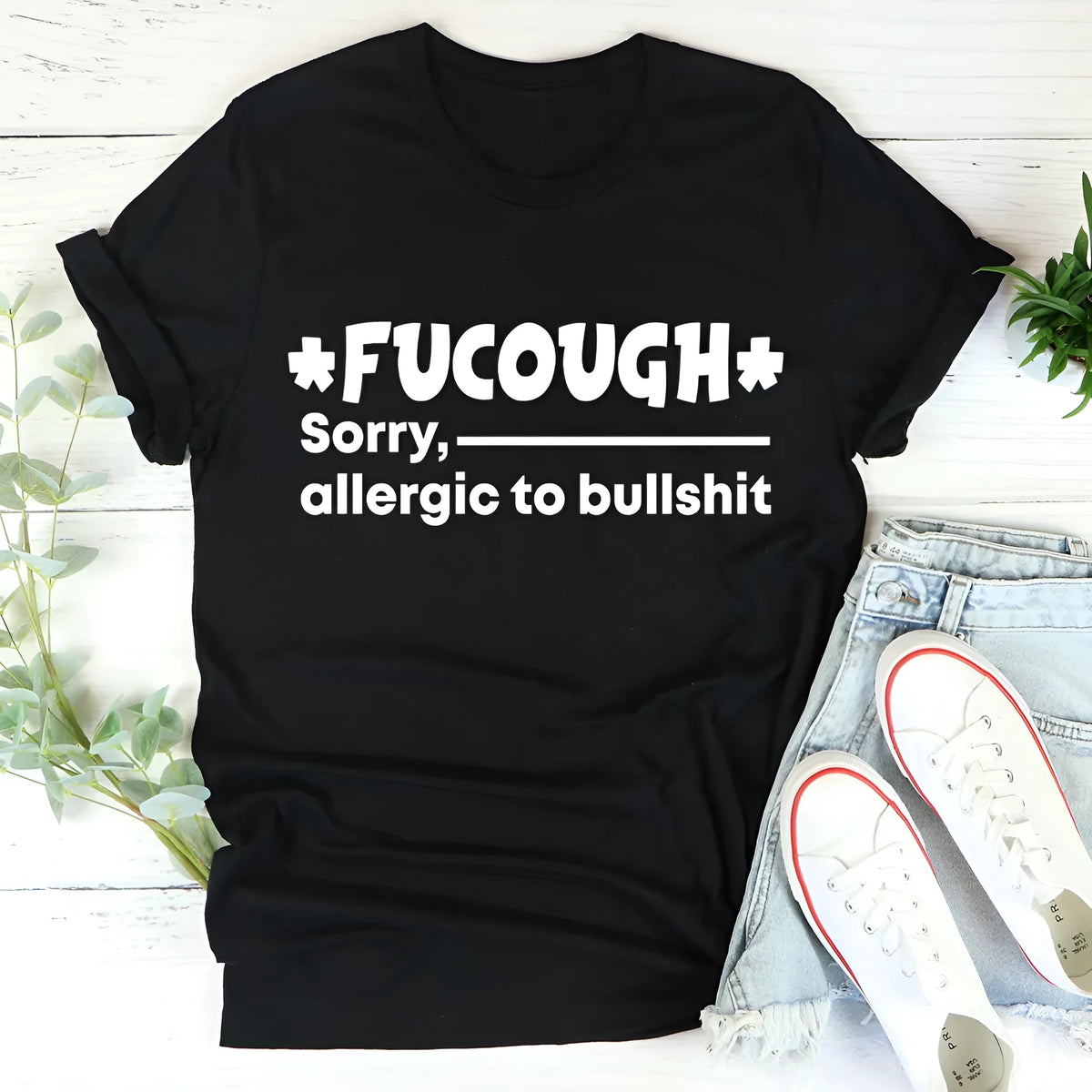 Black straight fit cotton summer t-shirt with round neck and short sleeves