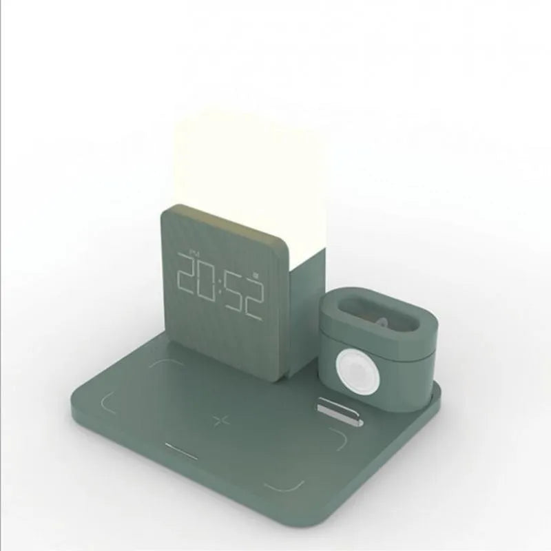 3-in-1 wireless charging stand for iPhone, Apple Watch and AirPods in dark green colour