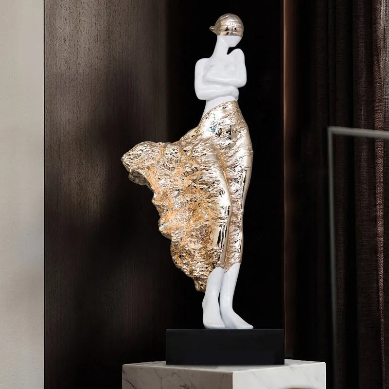 48cm metallic character sculpture ornament in rose gold or silver finish