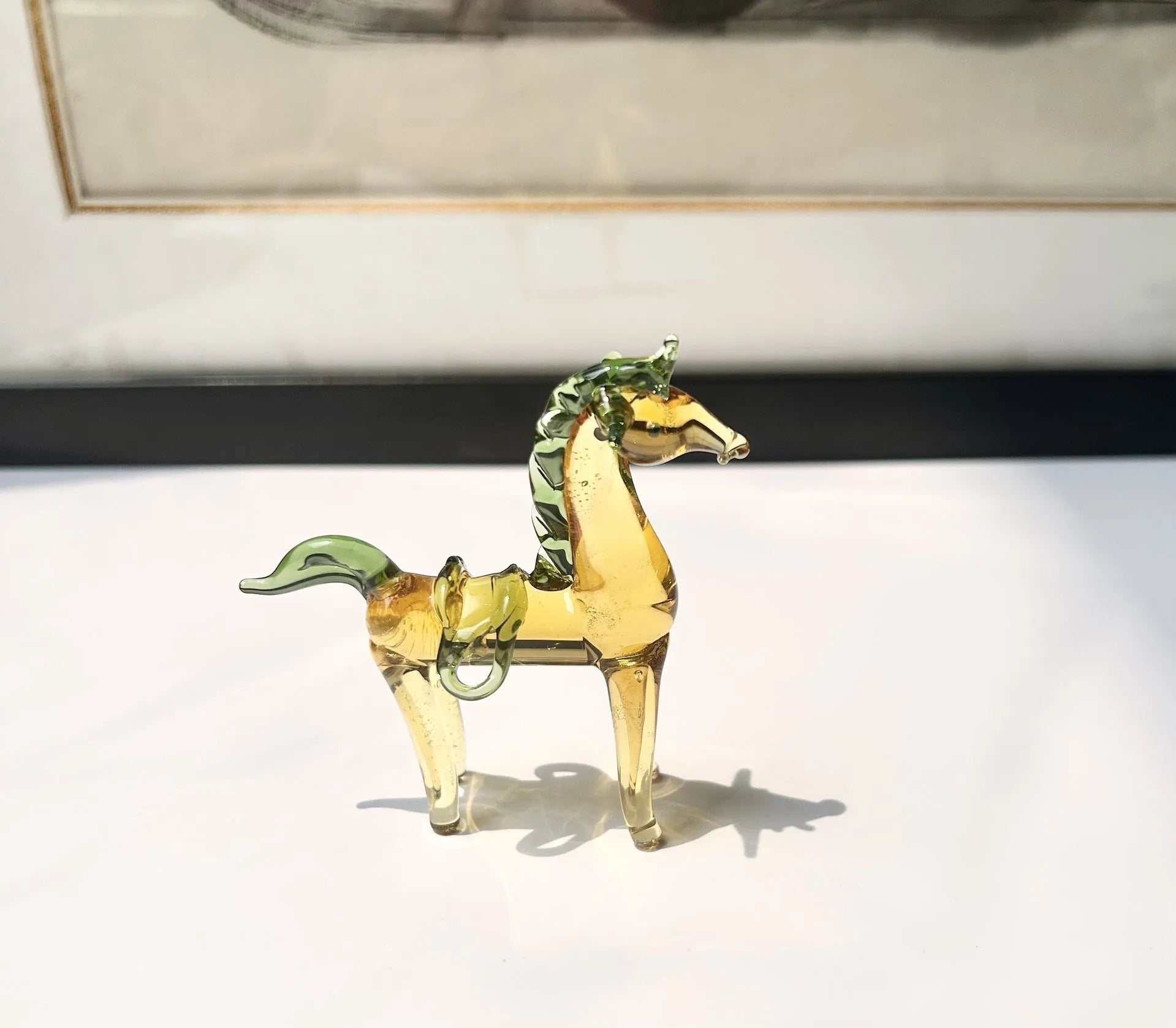 Brown and white glazed horse office decoration ornament with modern simplicity style