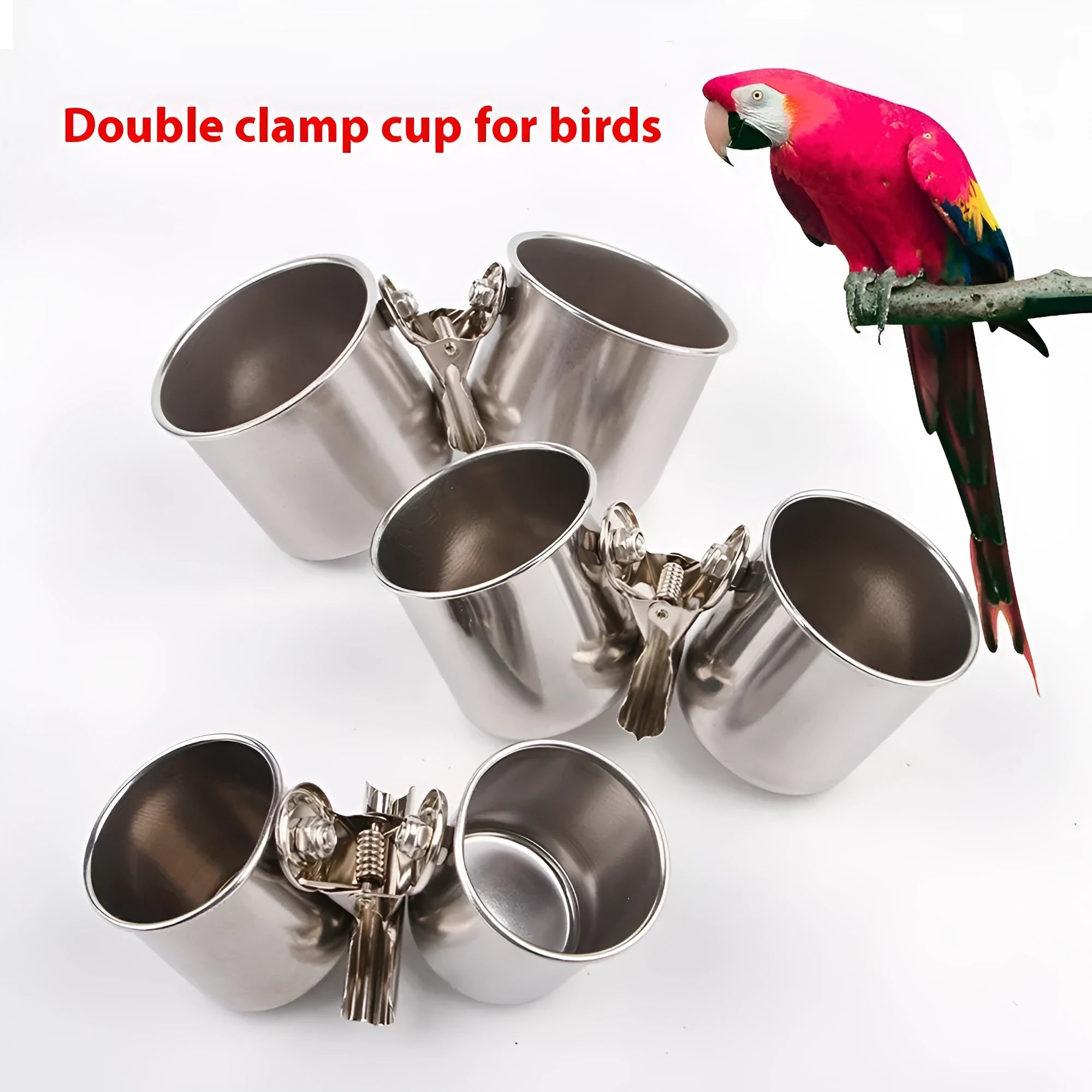 Stainless steel birdcage food container outdoor feeder in natural colour