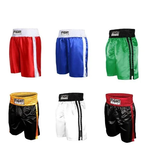Men's black and red waist boxing shorts for kickboxing training with elastic waistband.