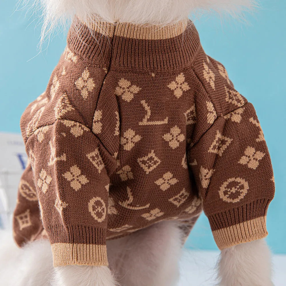Thick wool dog sweater in autumn winter colours with European American styling