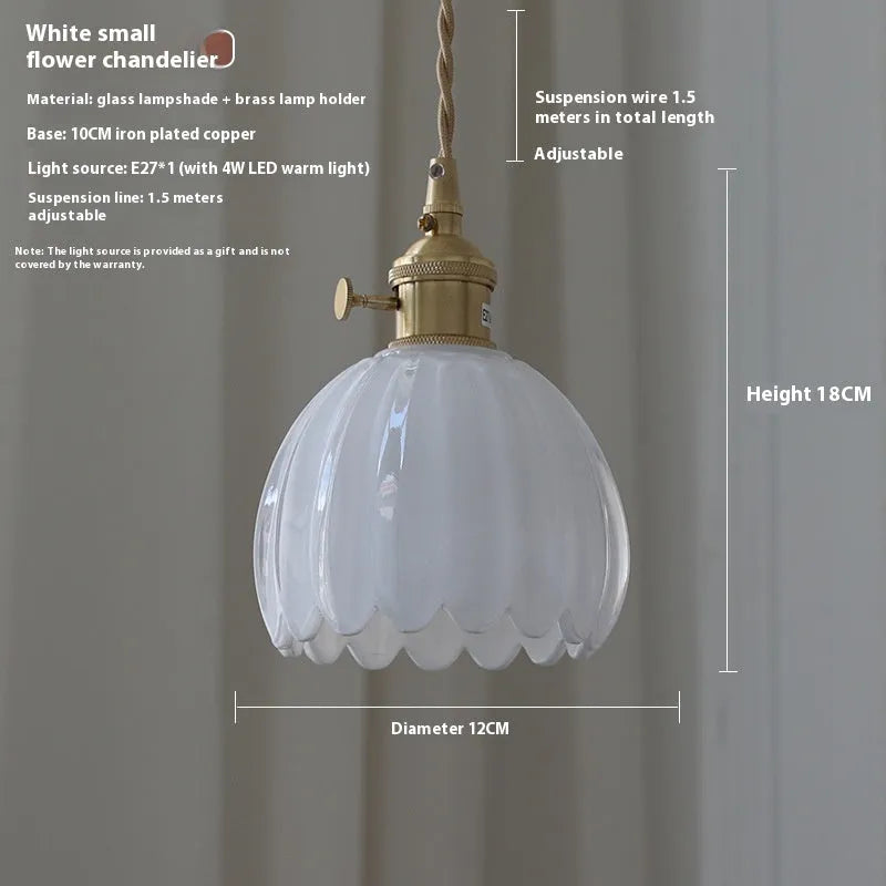 Vintage glass flower chandelier in Nordic style for bedroom ceiling installation