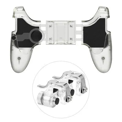 Wired mobile phone gaming controller in black colour with physical buttons and plug connection