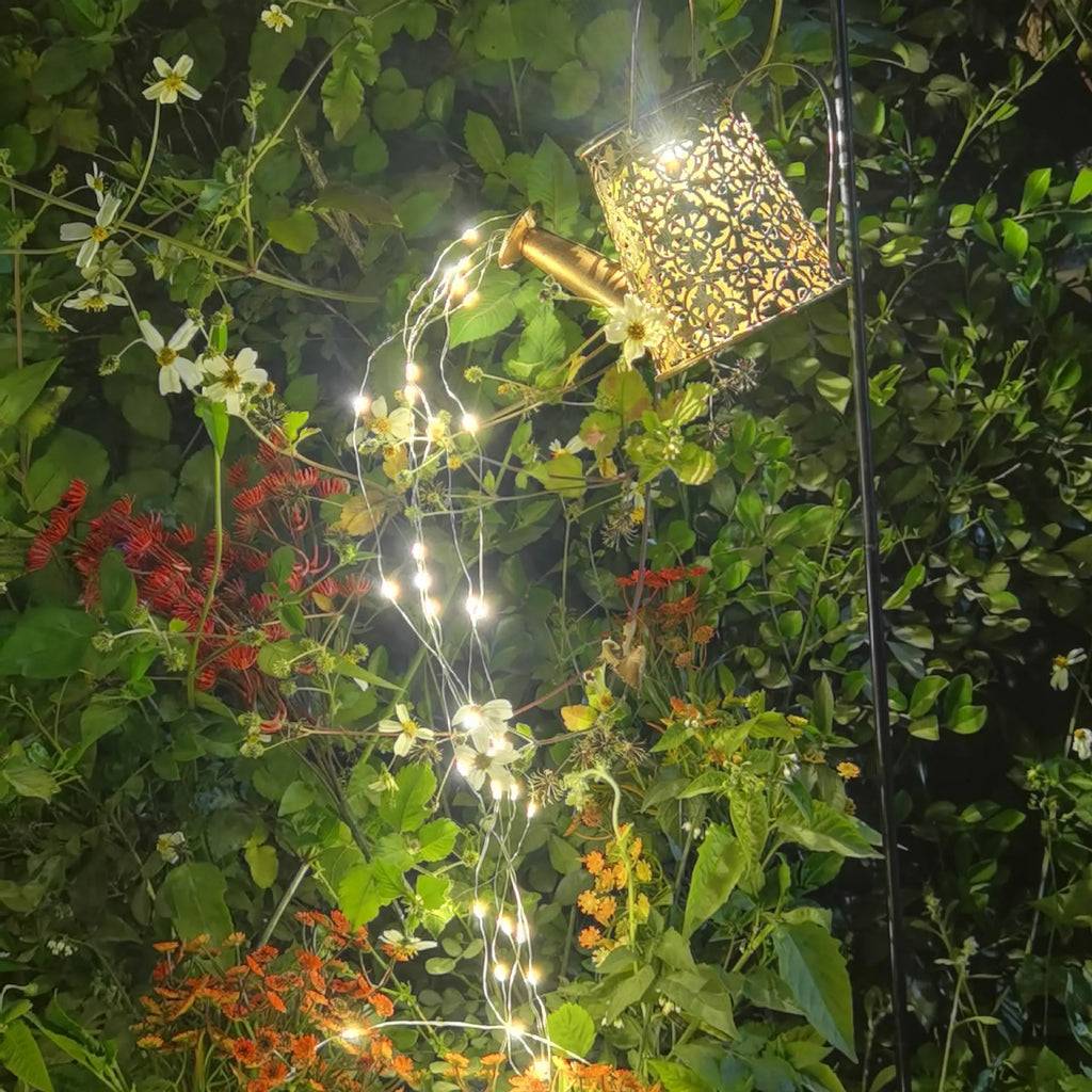 Solar powered wrought iron butterfly kettle garden light with decorative design for courtyard placement