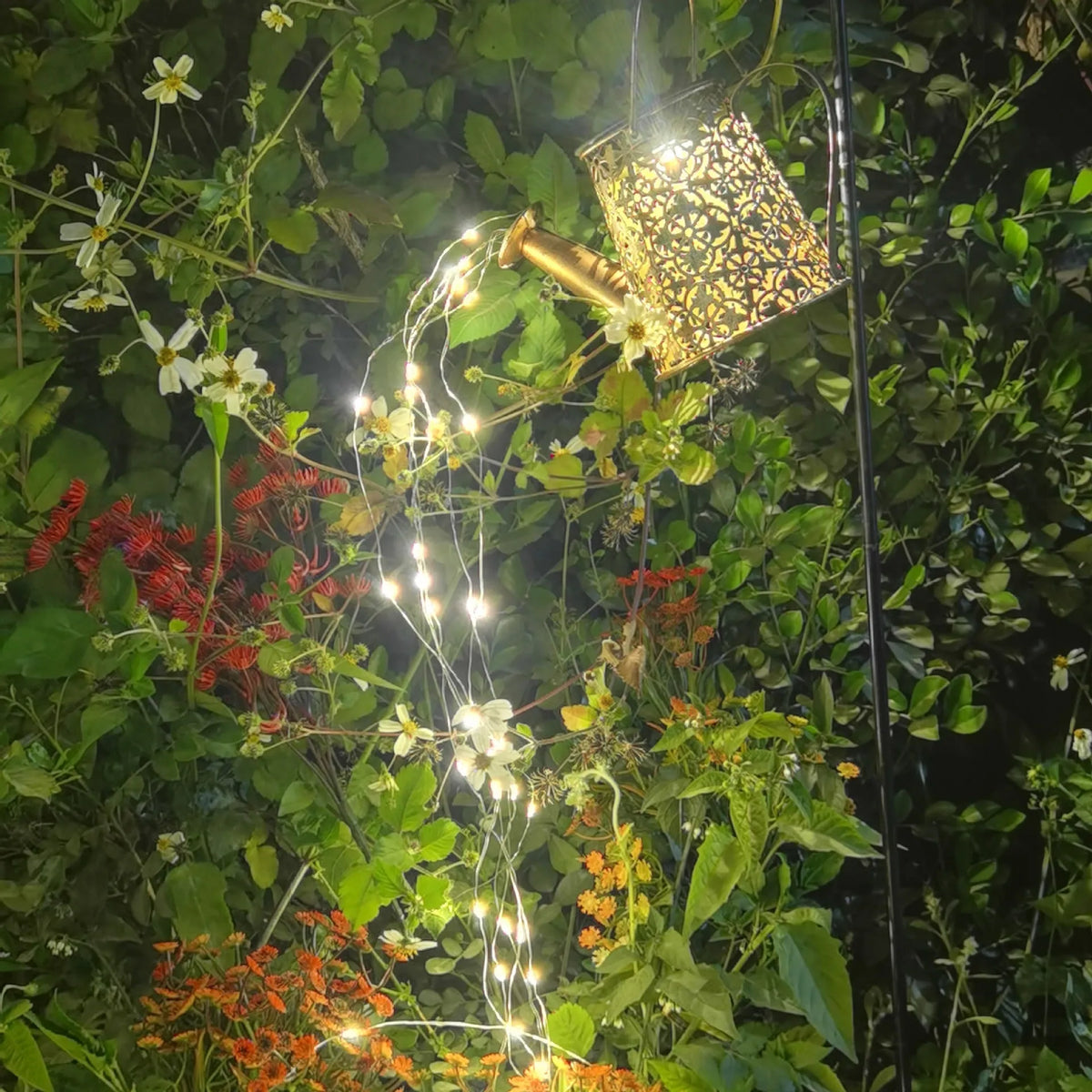 Solar powered wrought iron butterfly kettle garden light with decorative design for courtyard placement