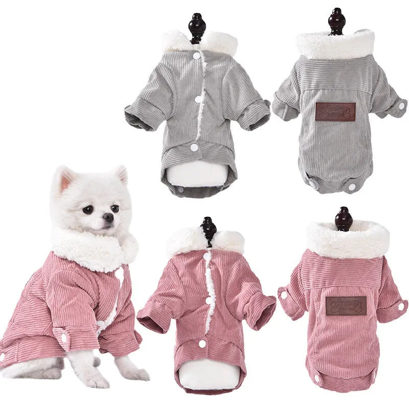 Lambswool grey dog fleece vest with wool lining for autumn and winter pet warmth