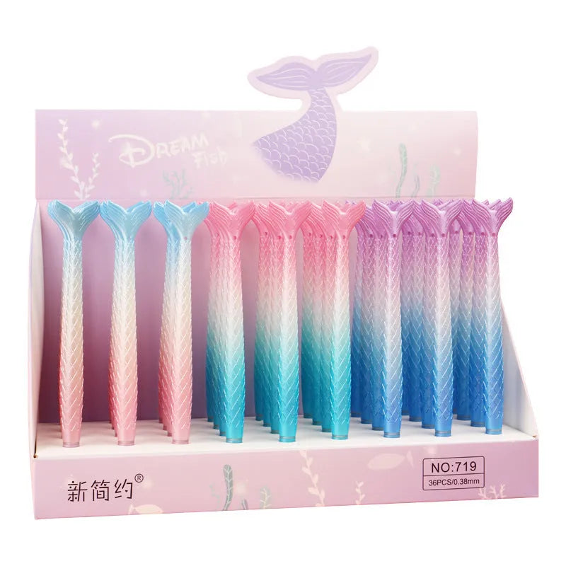 Cartoon mermaid pen with 0.38mm fine tip and plastic shell in random ink colour