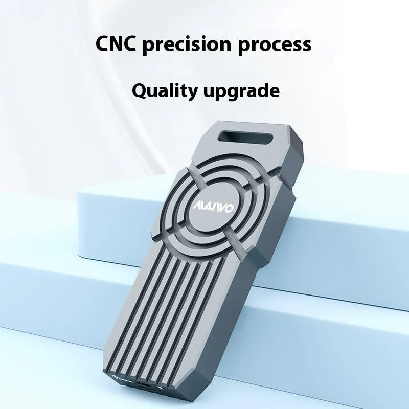 USB4 40Gbps aluminium hard disk enclosure for M.2 NVMe solid state drives.