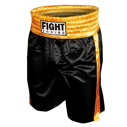 Men's black and red waist boxing shorts for kickboxing training with elastic waistband.