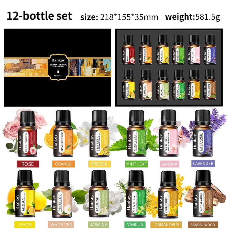 Boxed water-soluble aromatherapy essential oil set showing multiple size options