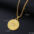 Gold tone geometric pendant necklace with zircon stone inlay and diamond cut finish