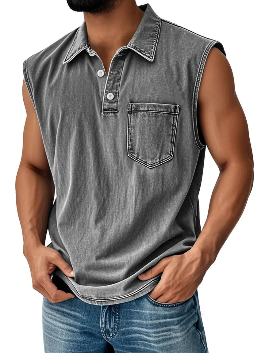 Men's short sleeve polo shirt with digital print design in loose fit
