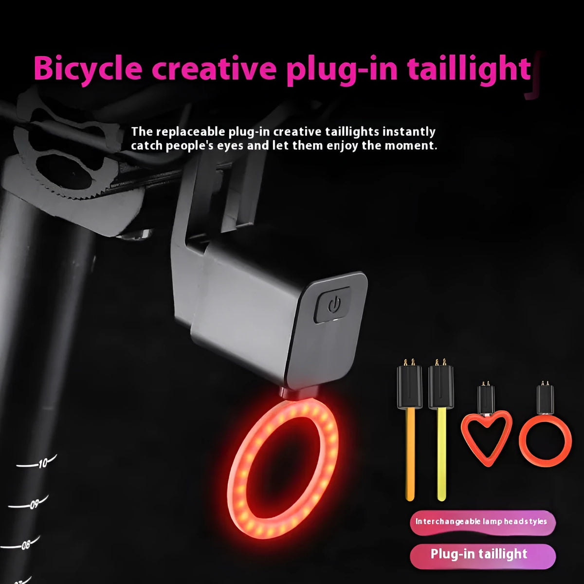 Bicycle taillight with flowing water LED pattern mounted on seat tube with O-ring