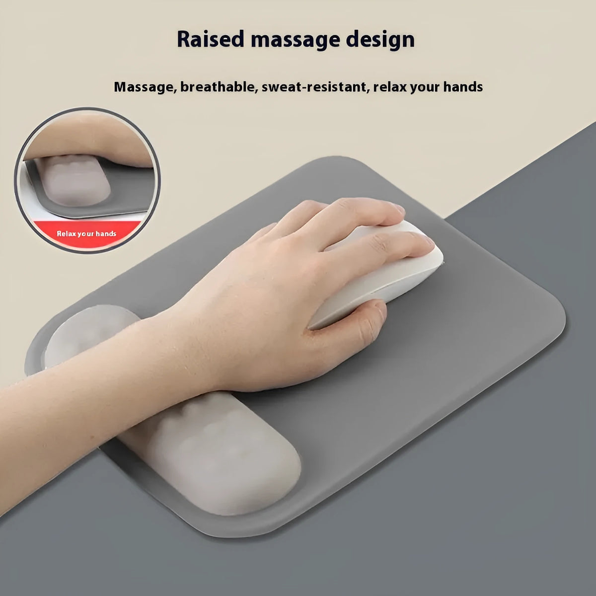 Ergonomic cloth silicone mouse pad with wrist strap in a choice of solid and gradient colours.