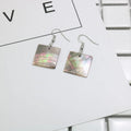 Women's geometric shell earrings with retro styling in square panther or rectangular shell colours