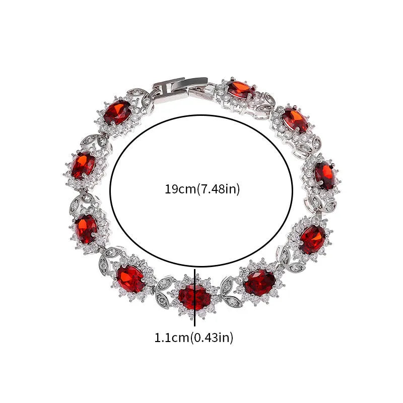 Women's simple bracelet with inlaid zircon gemstone on an electroplated environmentally friendly alloy band.