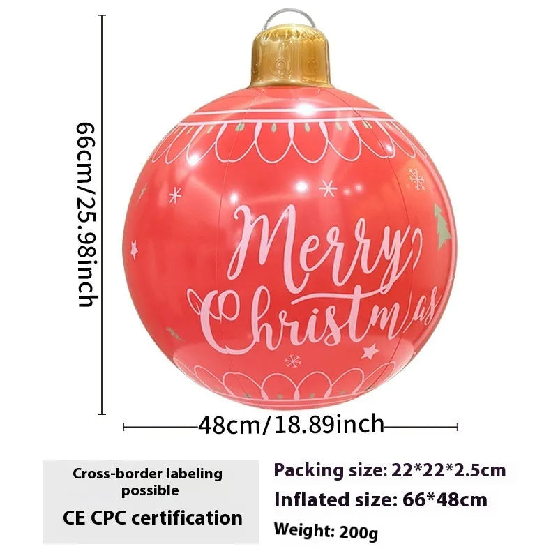 63cm inflatable Christmas ball with flashing LED lights in various designs for outdoor garden decoration