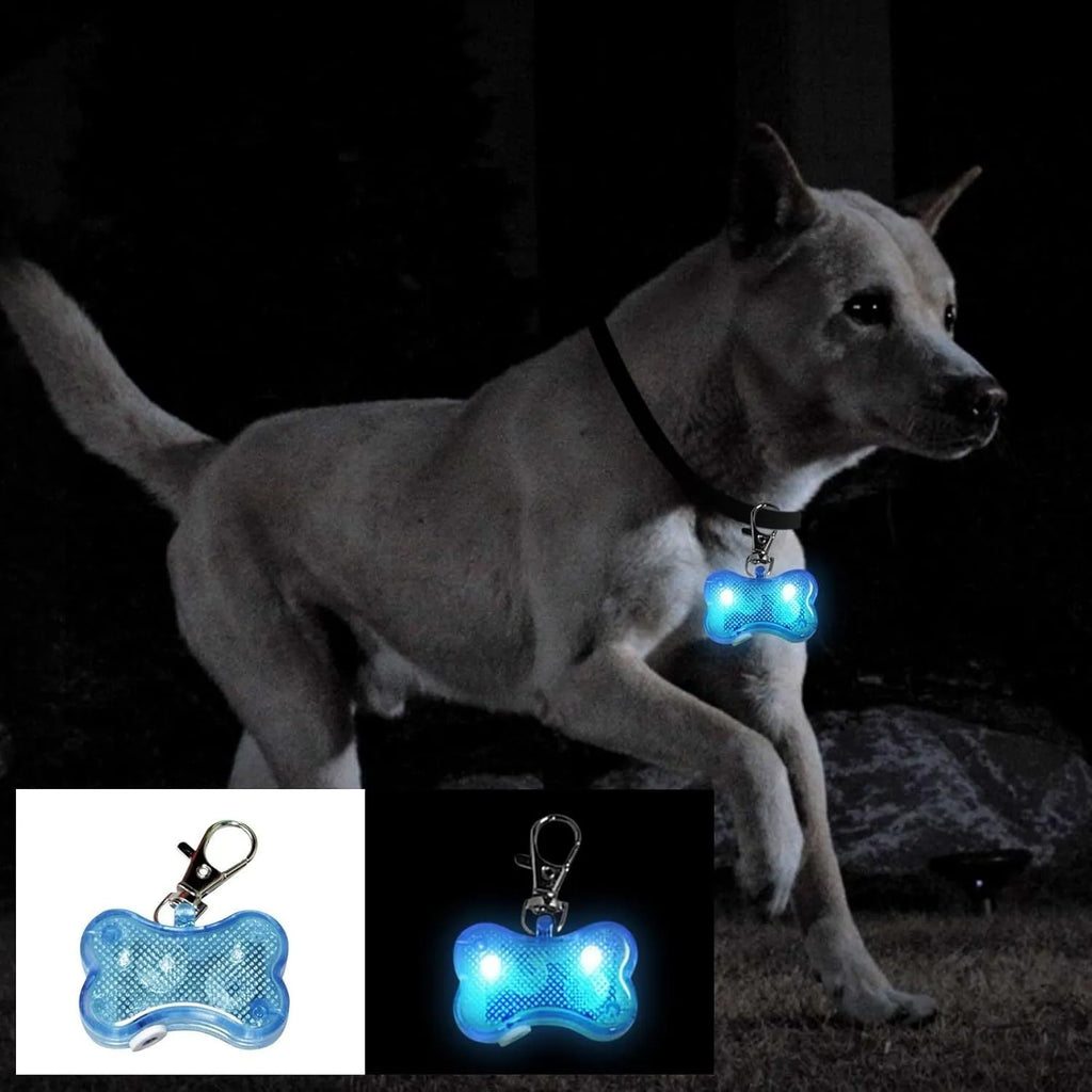 Small LED bone shaped pendant light for pets available in multiple colours with flashing modes