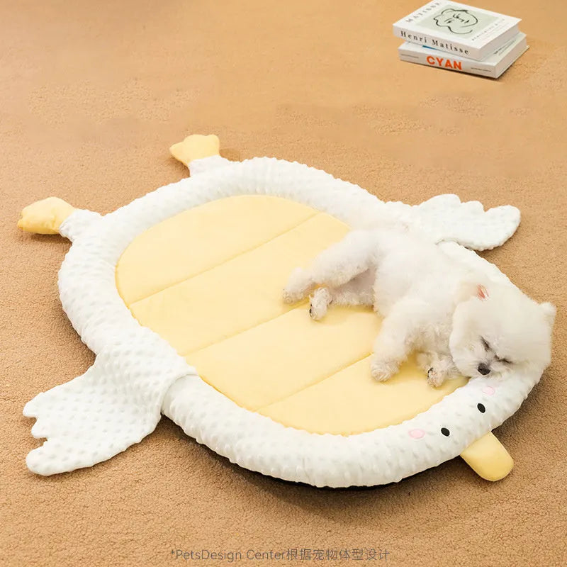 Bedsure grey waterproof orthopedic dog sofa bed with raised edges on a wooden floor