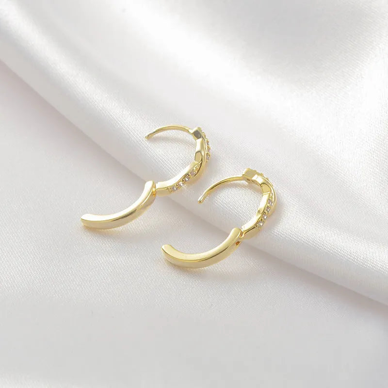 Geometric hemp rope design earclip earrings in copper with diamond treatment finish