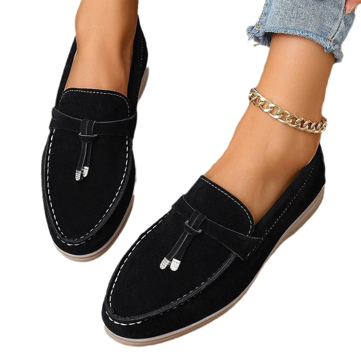 Casual apricot coloured canvas slip-on loafers with a round toe and platform heel.