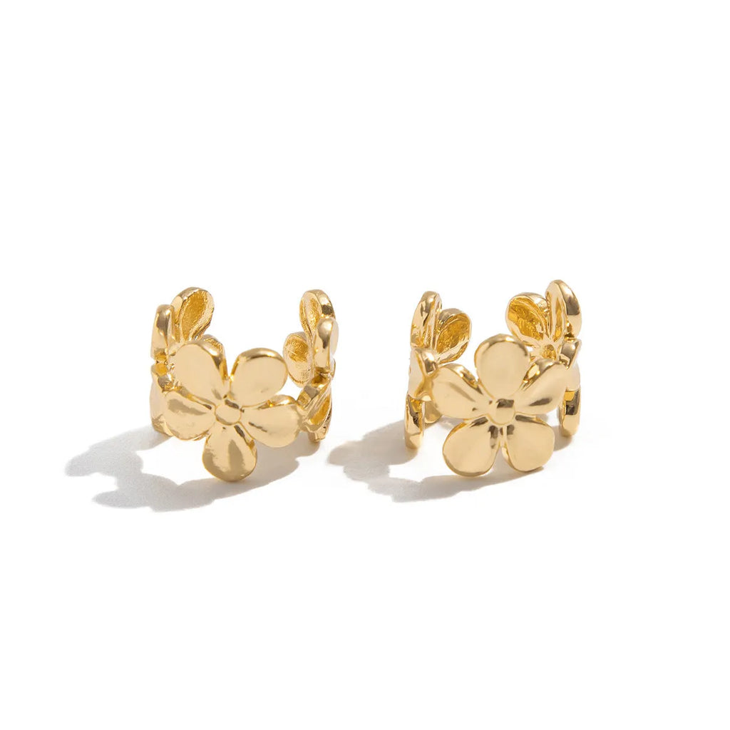 Gold starfish scallop eardrop earrings with conch design elements