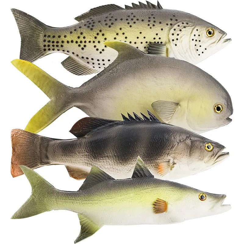 PU simulated fish ornaments including yellow-fin tuna and small tuna models for aquarium decoration