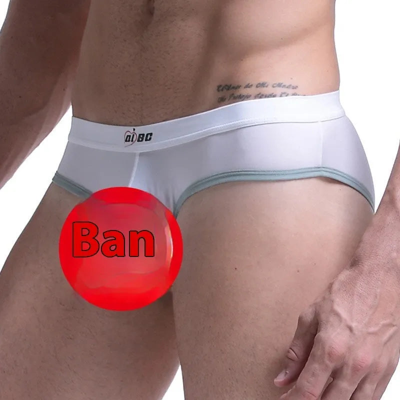 Men's ice silk bazooka briefs in multiple colours, showing mid waist briefs style with bullet separation design.